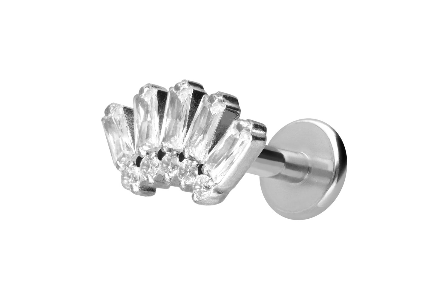 Titan Labret Piercing mit Innengewinde 10 EINGEFASSTE KRISTALLE
